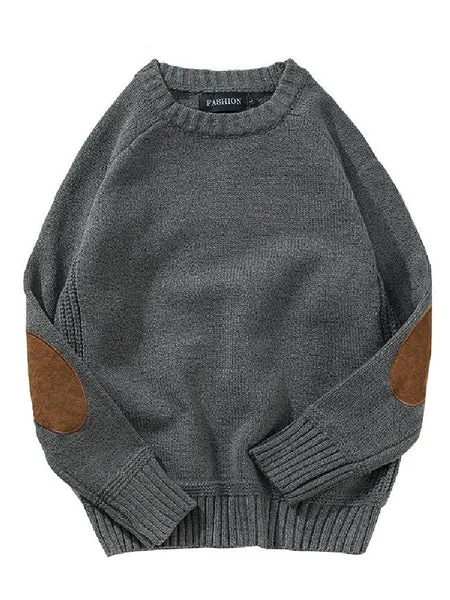   Pullover Patch Color Contrast Thickened Sweater   